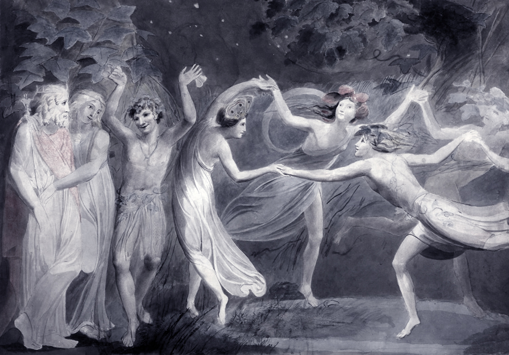 Oberon, Titania, and Puck with Fairies Dancing - William Blake - 1786